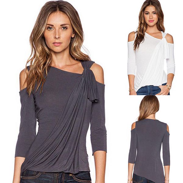 

fashion women summer loose long sleeve ladies casual t-shirt, White