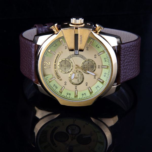 

selling fashion men's watch dz luxury watch brand montre homme men's military quartz watch clock relogio masculino rejoles, Slivery;brown