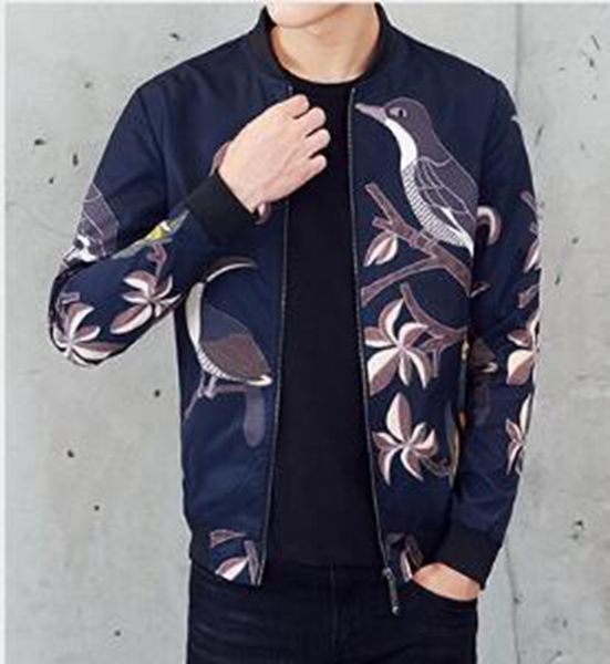 

мужская корейская версия бутик специальная личность мода печати тенденция похудения весна и осень короткий стиль бейсбол воротник куртка m-5, Black;brown