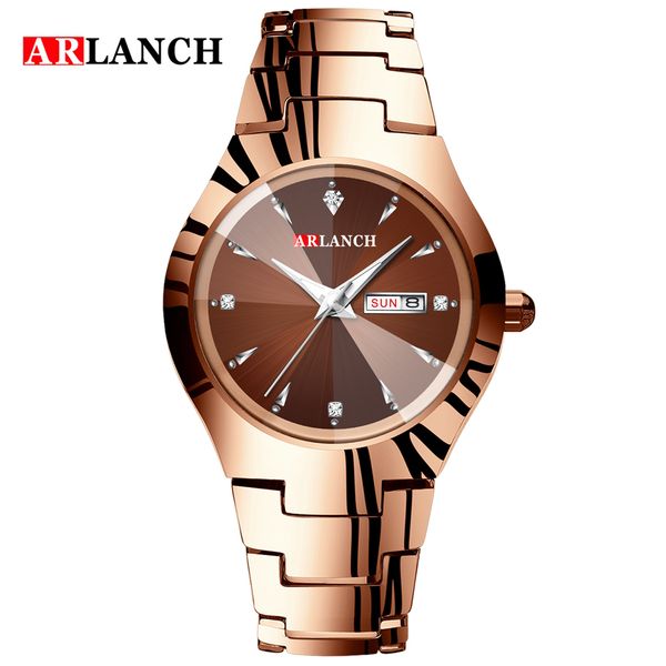 

arlanch double calendar men's waterproof casual watch tungsten steel couples women's fashion diamond student watches, Slivery;brown
