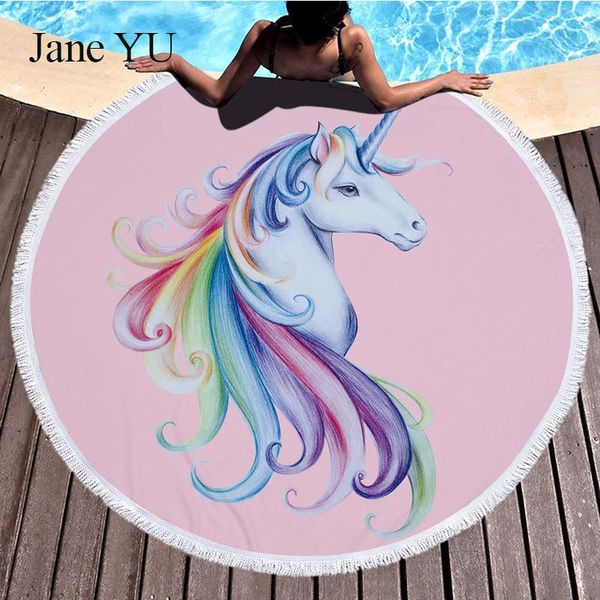 

janeyu unicorn tassel tapestry around the beach towel shade mat yoga mat 150cm ing