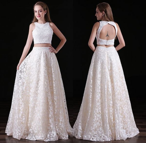 

summer two-piece prom dresses lace high waist a pendulum formal evening dresses backless zipper white gowns, Black;red