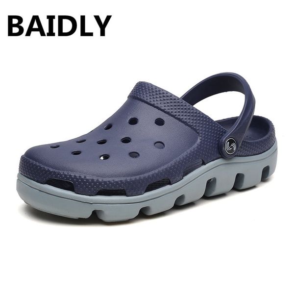 

baidly men sandals summer slippers shoes fashion water beach sandals casual flat slip on flip flops men hollow shoes big size 47, Black