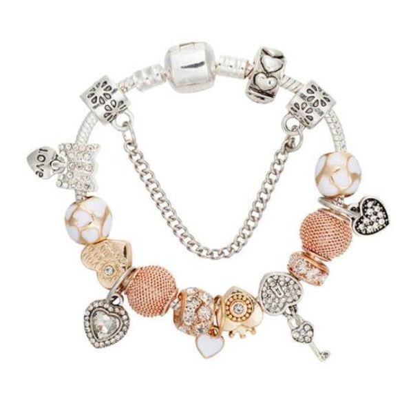 

charm bracelet 925 silver bracelets life tree pendant bangle charm bead gift diy jewelry luxury designer jewelry women bracelets a0185, Golden;silver