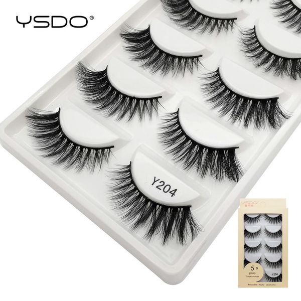 

ysdo 5 pairs eyelashes hand made mink eyelashes 3d mink hair lashes natural long false eye lashes makeup cilios winged 04