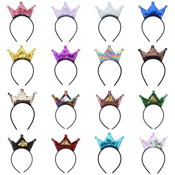 

cute imperial crown style sequins hair bows 22 colors hair accessories for kids birthday party decorations designer headband ss258, Slivery;white