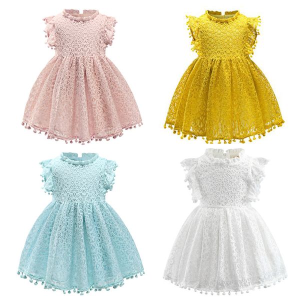 

kids girls princess dresses 4 design hollow solid tassel lace dress invisible zipper dress girls party peform costume 2-7t, Red;yellow