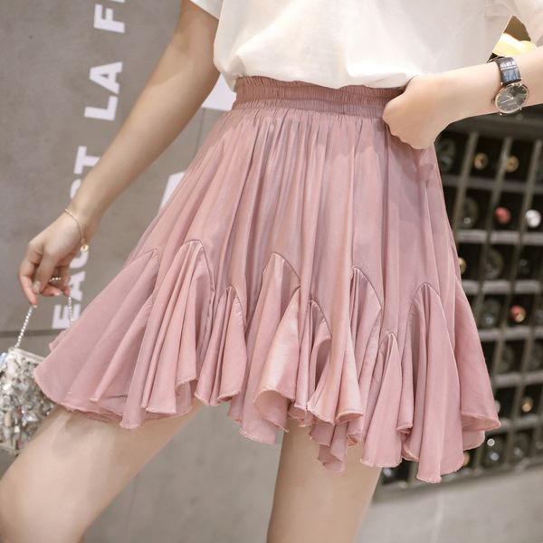 

white black chiffon summer shorts skirt women 2019 fashion korean high waist tutu pleated mini sun school skirt female