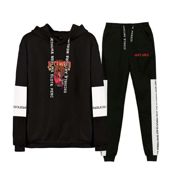 

juice wrld mens tracksuits spring autumn hoodie sweatpants set mens casual printed two piece sets xxs-xxxxl, Gray