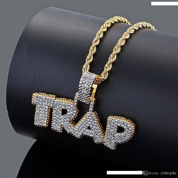 

iced out cz bling trap pendant necklace mens micro pave cubic zirconia simulated diamonds necklace, Silver