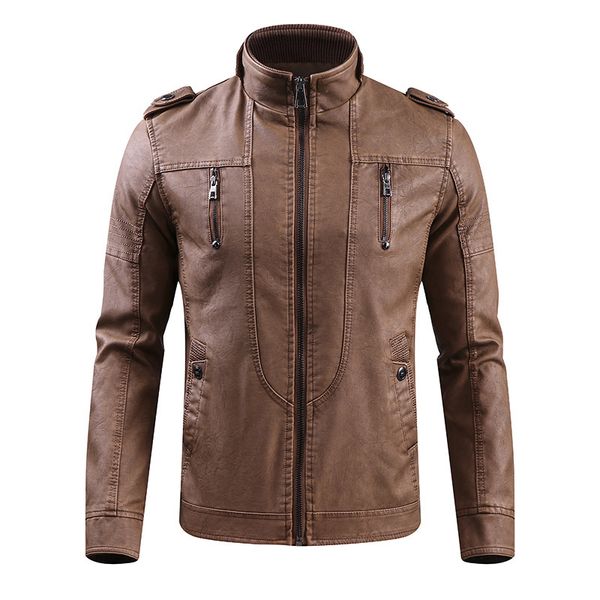 

aliexpress washing leather coat jacket large size retro pu leather 3d, Black