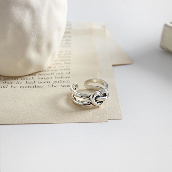 

jt304 корейский s925 стерлингового серебра кольцо ретро старый любовь сердце кольцо женский указательный палец персонализированные серебро, Golden;silver