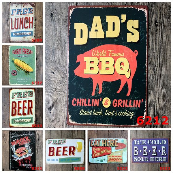 2019 Wall Decor Vintage Metal Painting Barbecue Bbq Beer Signs Tin