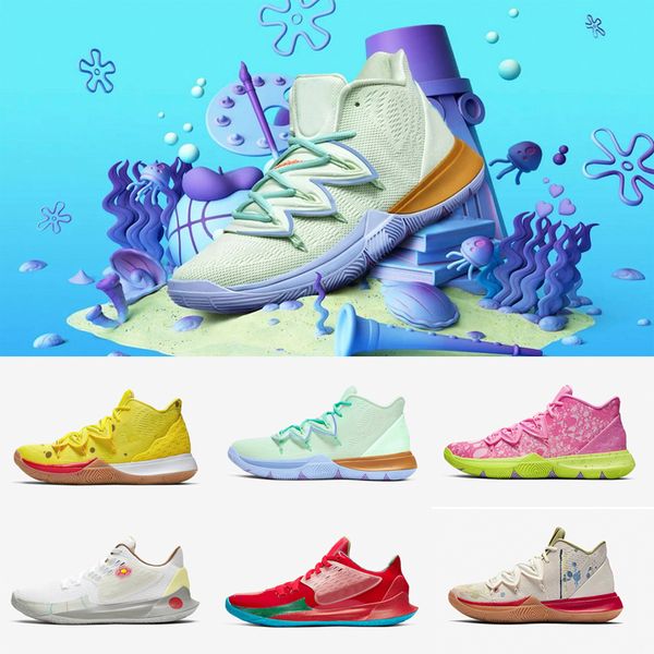 

new arrive kyrie 5 sponge men basketball shoes irving 5s yellow practical squidward mountain og men trainers sports sneakers 40-46