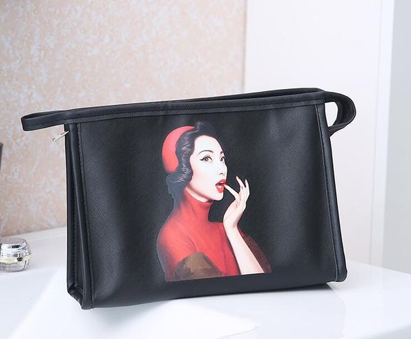 

women wash bag handbags large capacity pu waterproof pattern cosmetic bag ladies portable travel storage bags
