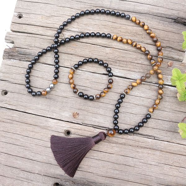 

8mm natural stone beads,black onyx,tigers eye, japamala sets,spiritual jewelry,meditation necklace,inspirational, 108 mala beads, Silver