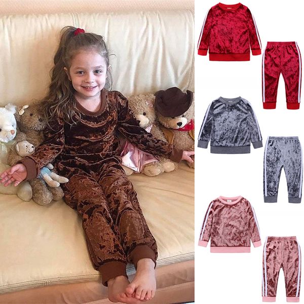 

4 colors spring autumn children clothing baby boys clothing sets kids tracksuits sport suit fleece jacket girls casual set wholesale ajy832, White