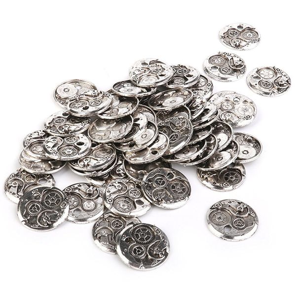 

vintage steampunk gears alloy wheel pendant diy 50 pcs (antique silver