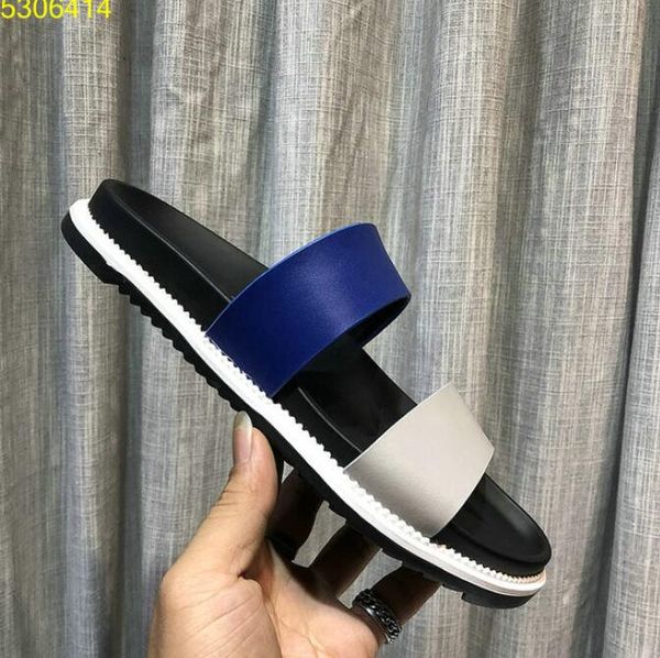 

real leather mens drag slide flip flops slippers two belt strap lazy men slippers beach sandals 38-44, Black