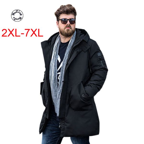 

woxingwosu men's big yards hooded parkas, leisure business jacket,men's cotton-padded coat,size 2xl to 4xl 5xl 6xl 7xl, Black
