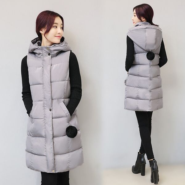

parkas mujer 2019 winter vest women jackets casual long warm thicken sleeveless waistcoat female cotton padded vest parkas p14, Black;white