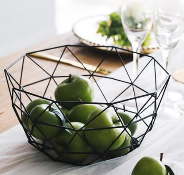 Fruta nórdica criativo moderno e minimalista sala de estar mesa de café cesta de frutas em casa de ferro forjado fruteira lanche cesta de armazenamento