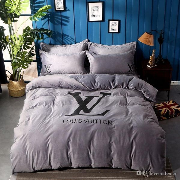 

brand design letter print bedding set american style print duvet cover set lifelike bedclothes with pillowcase bed home textiles 8888