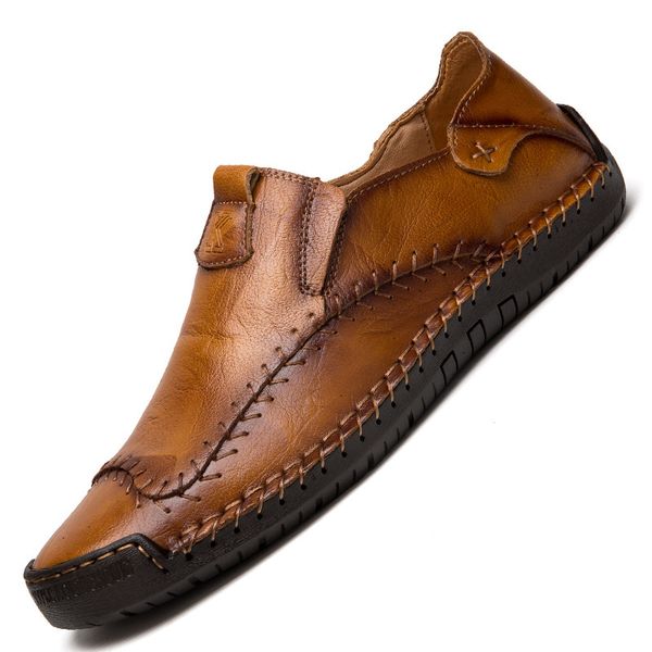 

men's large size leather peas shoes, versatile comfortable durable lightweight breathable one-legged casual men's shoes, Black
