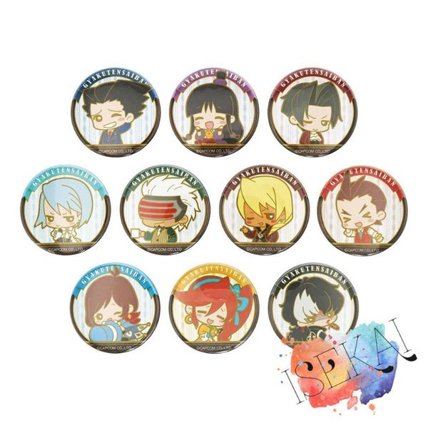 

50mm gyakuten saiban game badge ace attorney phoenix wright apollo justice athena cykes maya fey metal badge brooch pin, Gray