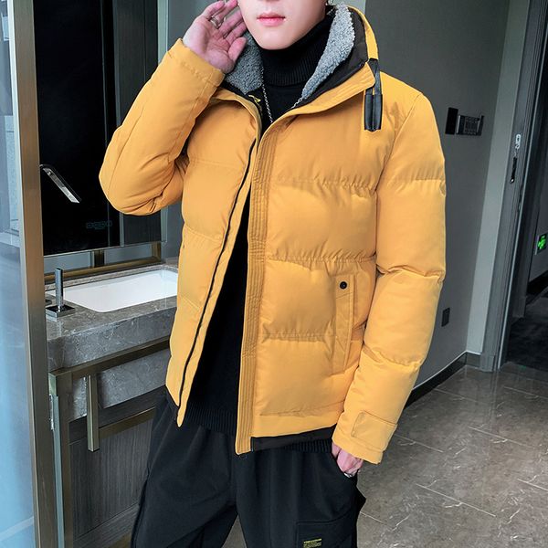 

yasuguoji new parka men coats 2019 winter jacket men slim thicken cotton padded jackets fashion fleece collar warm coat, Black