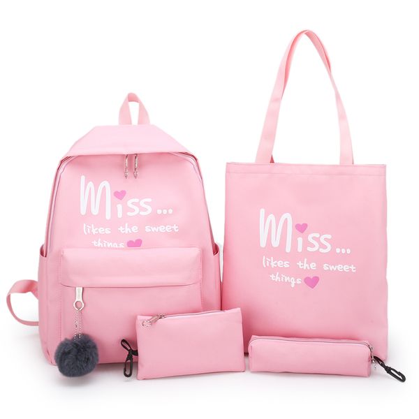 

4pcs/set women school backpacks nylon schoolbag teenagers girls student book bag bolsas mochilas sac a dropship