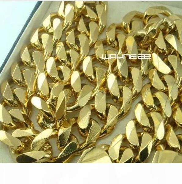 

210g heavy men's 18k gold filled solid cuban curb chain necklace n276 60cm, Silver