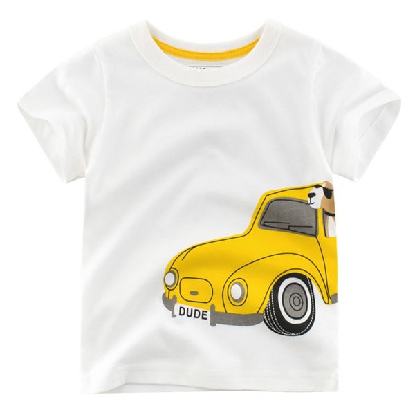 

children boys summer cotton cartoon car pattern t-shirt blouse short sleeve shirt outfits girls tee, Blue