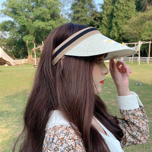 

little bee headband sun straw hats woman hat softball empty cap summer sun protection sun hats outdoor beach caps, Black;white