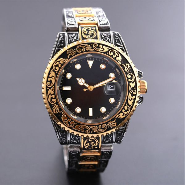 

relogio masculino 44MM мужские часы платье дизайнер моды черный циферблат календарь золото