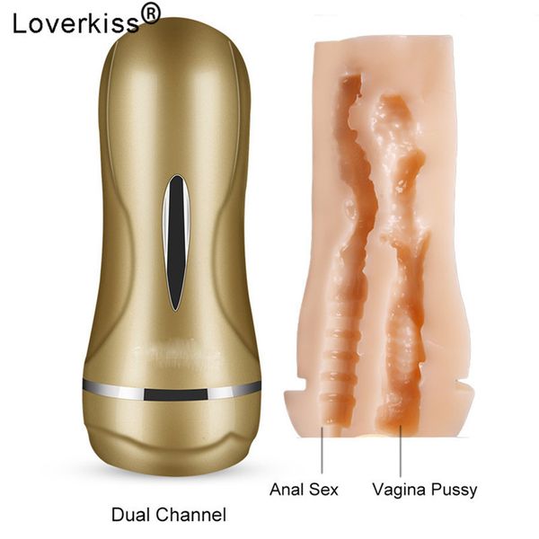 Silikon Künstliche Vagina Echte Pussy Saugen Männlicher Masturbator Vibrator Penis Realistische Anus Sex Masterbation Für Männer Penis Pumpe Y19061202