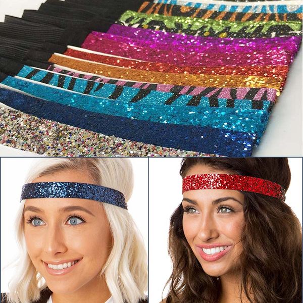 

no slip bling glitter rose gold skinny non-slip headband, Silver