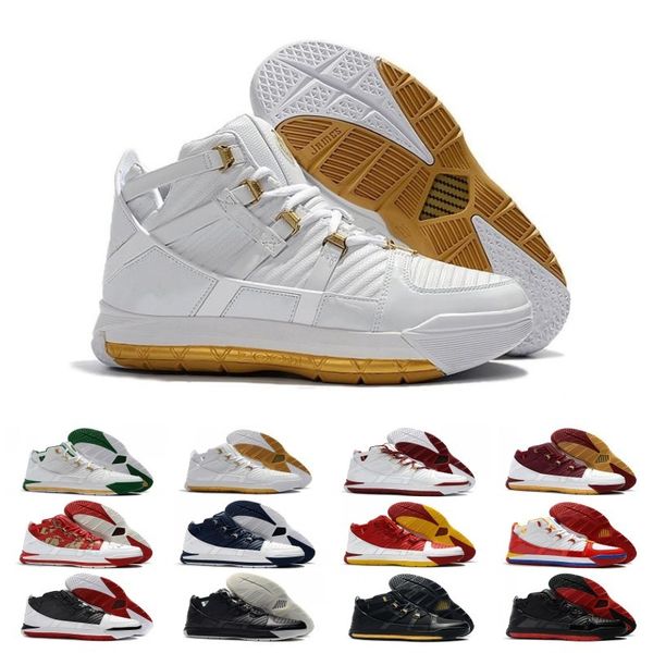 

classic james iii 3 high school white green home superbron mens basketball shoes glow in the dark 3s sports sneakers size40-46, White;red