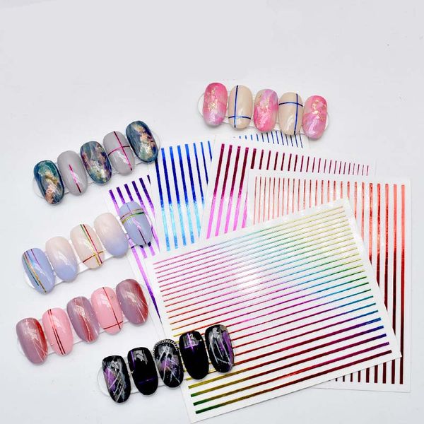 

rainbow 3d nail sticker striping tape lines design multi-color strip tape adhesive diy foil manicure nail art decals, Black