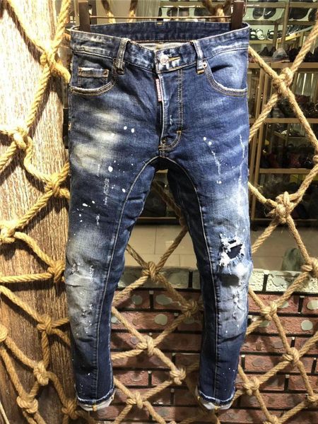 

2020 dsquared2 luxury dsq2 designer men d2 denim jeans holes trousers pants biker jeans rock revival jeans a206, Blue