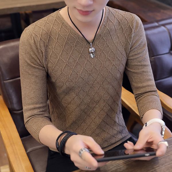 

весна осень мужчины свитер корея стиль slim fit undershirt пуловер джерси сплошной цвет 3xl мужчины трикотажные свитера, White;black