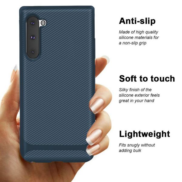 

carbon fiber soft tpu shockproof phone protective case for samsung galaxy note 10 plus shockproof cover