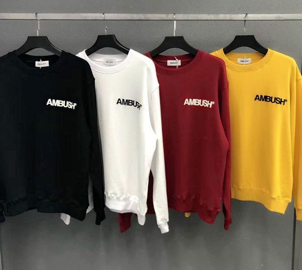 

new ambush sweatshirts casual classic japan ambush hoodies black white red yellow ab printing ambush pullover
