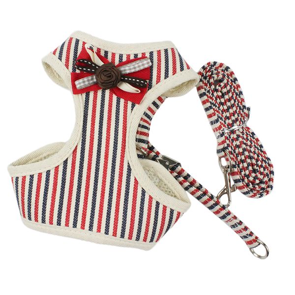 

adjustable dog leash set puppy bowtie harness vest with handle traction rope