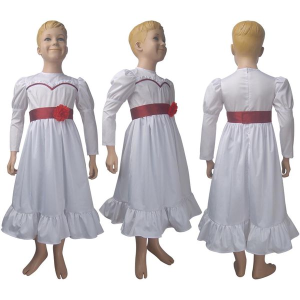 

kids girls annabelle comes home cosplay annabelle bee mullins dress raggedy doll halloween costume horror comic-con film dress, Black;red