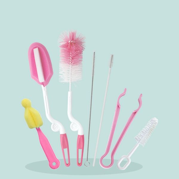 

7pcs детское молоко бутылочку щетка портативный handly нейлон и губки tube очиститель пустышки соска соска кисти