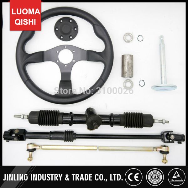 

350mm steering wheel 540mm gear pinion 610mm adjust u joints tie rod fit for diy china go golf kart buggy karting utv bike parts