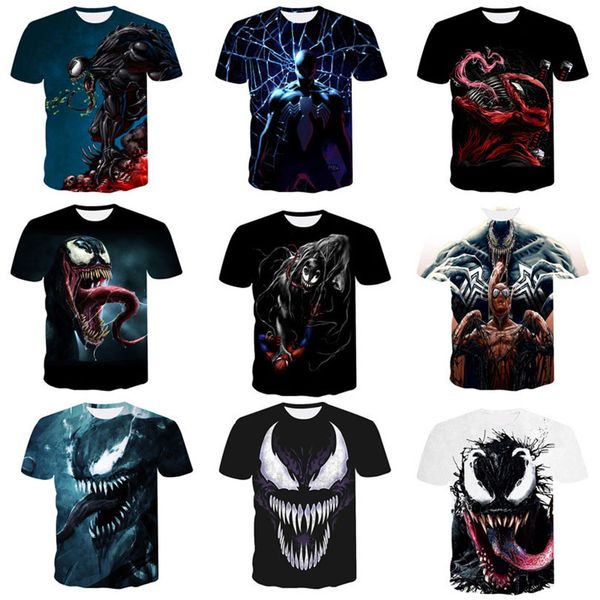 

t-shirt men's direct selling summer movie poison 3d digital slim printed casual short sleeve t-shirt, White;black