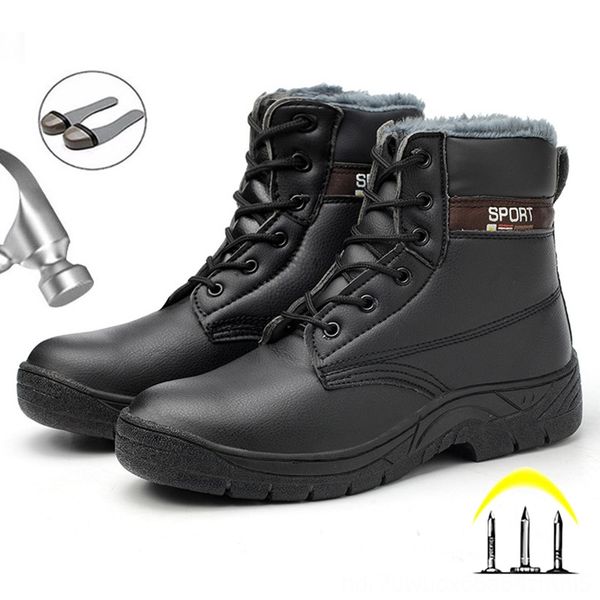 

steel special purpose toe work safety plush warm ankle winter shoes men safety shoes winter boots men work boots plus size 46, Black;brown