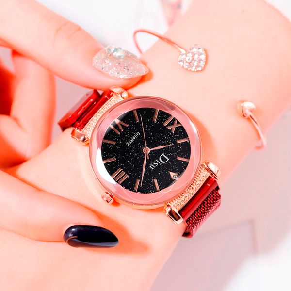 

stylish women wristwatches luxurious starry sky watches flower glass quartz mesh belt magnetic buckle ladies watch reloj mujer, Slivery;brown